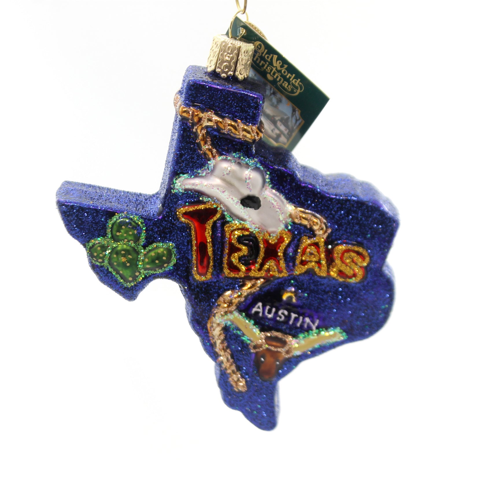 WOW! TEXAS BOOT GLASS TREE ORNAMENT * LARGE * CHRISTMAS * NEW *