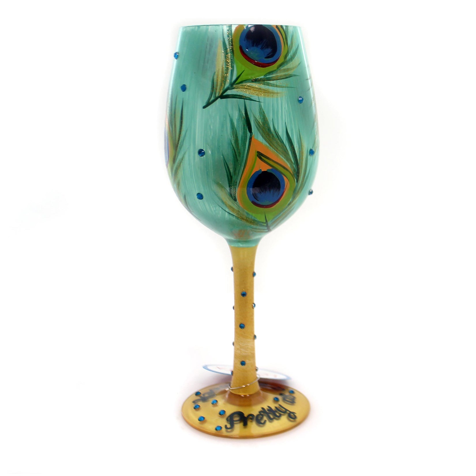 Lolita Pretty As A Peacock Hand Painted Wine Glass 15 oz