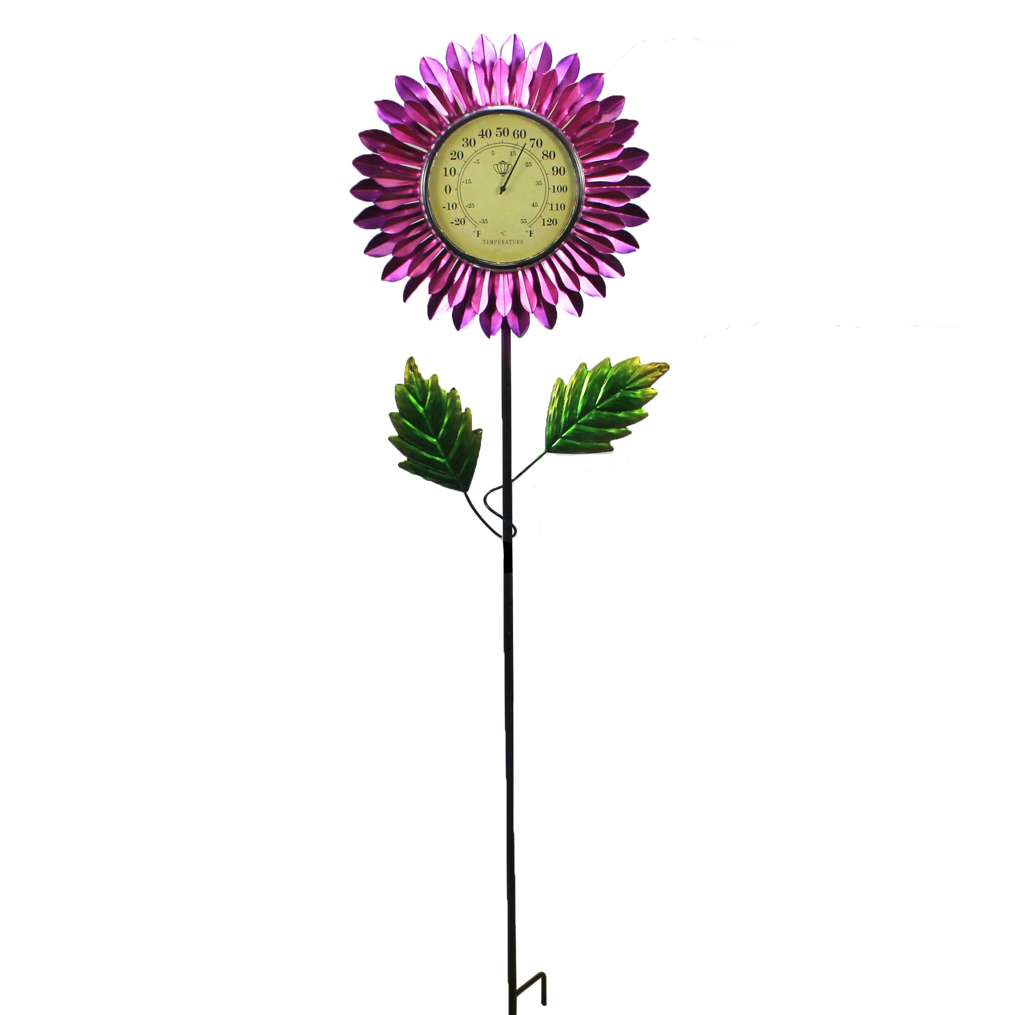 Pink Petals Garden Stake Outdoor Thermometer