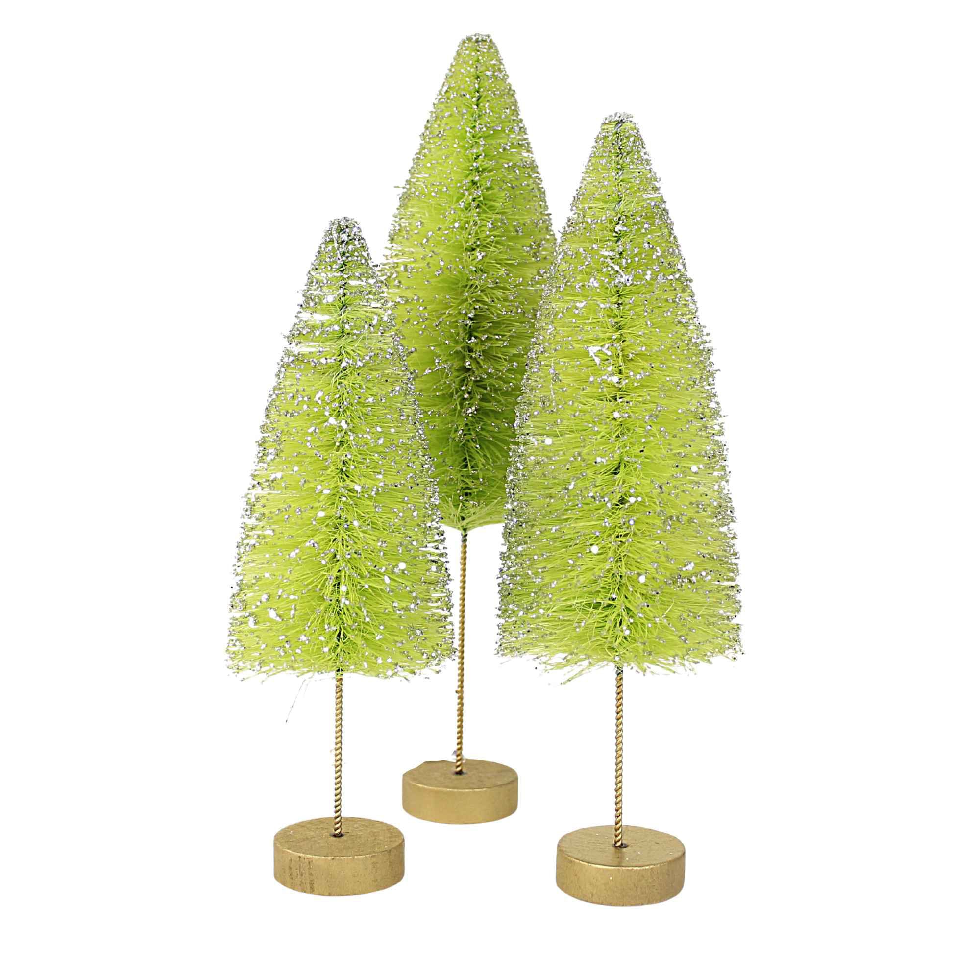 Bethany Lowe Mini Halloween Bottle Brush Trees with Gold Glitter (Set/7)