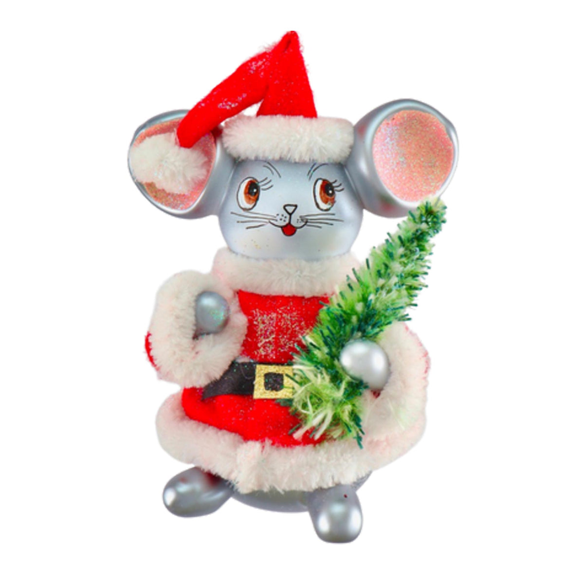 (63853) Pre-Order The Ornament King Nicky Wiskers, 6.00 Inch, Santa Mouse Ornament Italy 49010