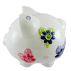 (11114) Bank White Bank Hearts, 8.00 Inch, Ceramic Piggy Coins Cr100hw