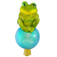 (11535) Old World Christmas Sitting Frog Tree Top, 7.50 Inch, Prince Charming 50012