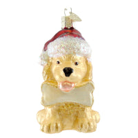 (12402) Old World Christmas Jolly Pup, 3.75 Inch, Ornament Dog Bone Personalize 12133