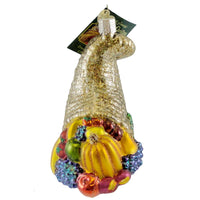 (12419) Old World Christmas Cornucopia, 4.00 Inch, Ornament Thanksgiving Fruit 28038