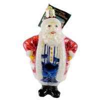 (12447) Old World Christmas Patriotic Santa, 4.25 Inch, Ornament Christmas Claus 40047