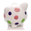 (12765) Bank Bank Pig Polka Dots, 7.50 Inch, Baby Nursery Ceramic Piggy Cr100pdw