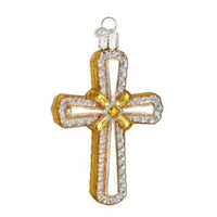 (13399) Old World Christmas Holy Cross, 4.00 Inch, Ornament Religious Silver Gold 36144