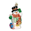 (15128) Old World Christmas Candy Cane Snowman, 4.25 Inch, Ornament Snowman 24068