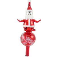 (15222) De Carlini Italian Ornaments Santa On Ball Finial, 10.50 Inch, Tree Topper  Italian Christmas 555