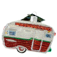 (15769) Old World Christmas Travel Trailer, 2.50 Inch, Ornament Camping 46041