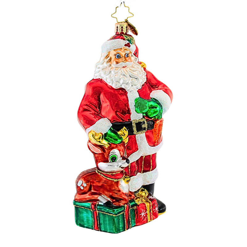 (15878) Christopher Radko Company Santas Little Helper, 6.00 Inch, Ornament Christmas Santa Deer 1016187