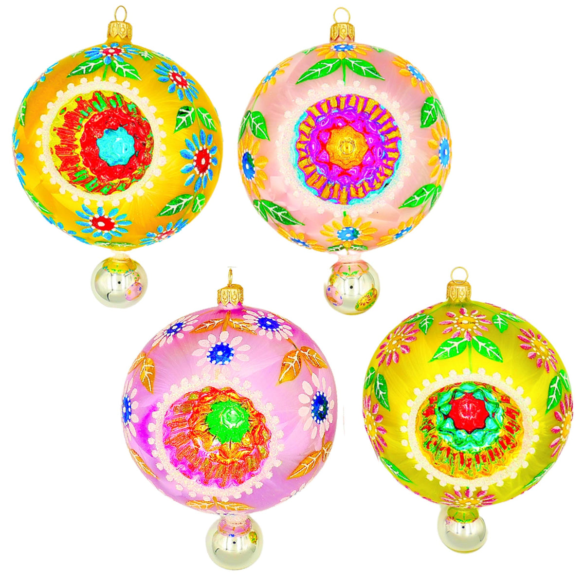 (63863) Pre-Order The Ornament King Doris Deluxe 4Pc Set, 4.00 Inch, Ball Drop Reflector Set 46016 Set