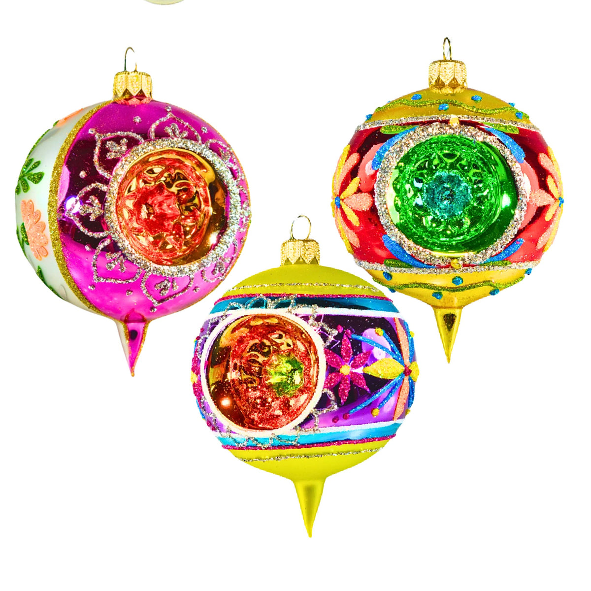 (63864) Pre-Order The Ornament King Candy Sparkler A 3Pc Set, 3.50 Inch, Ball Drop Reflector Set 42027A Set