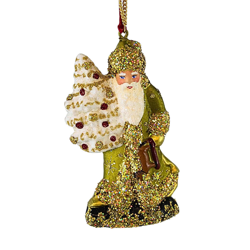 4.50 Inch Holiday Moss Santa Ornament Schaller Santa German 2011714 (16042)