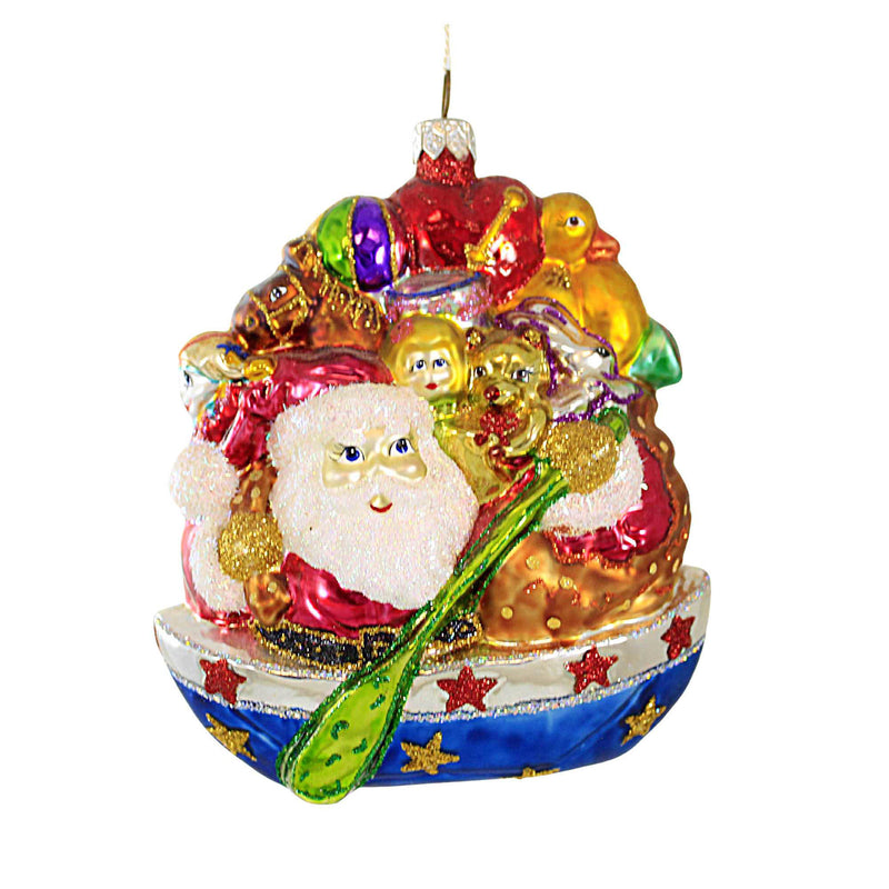 (16249) Larry Fraga Designs Across The Bay, 5.75 Inch, Ornament Christmas Boat Santa 461