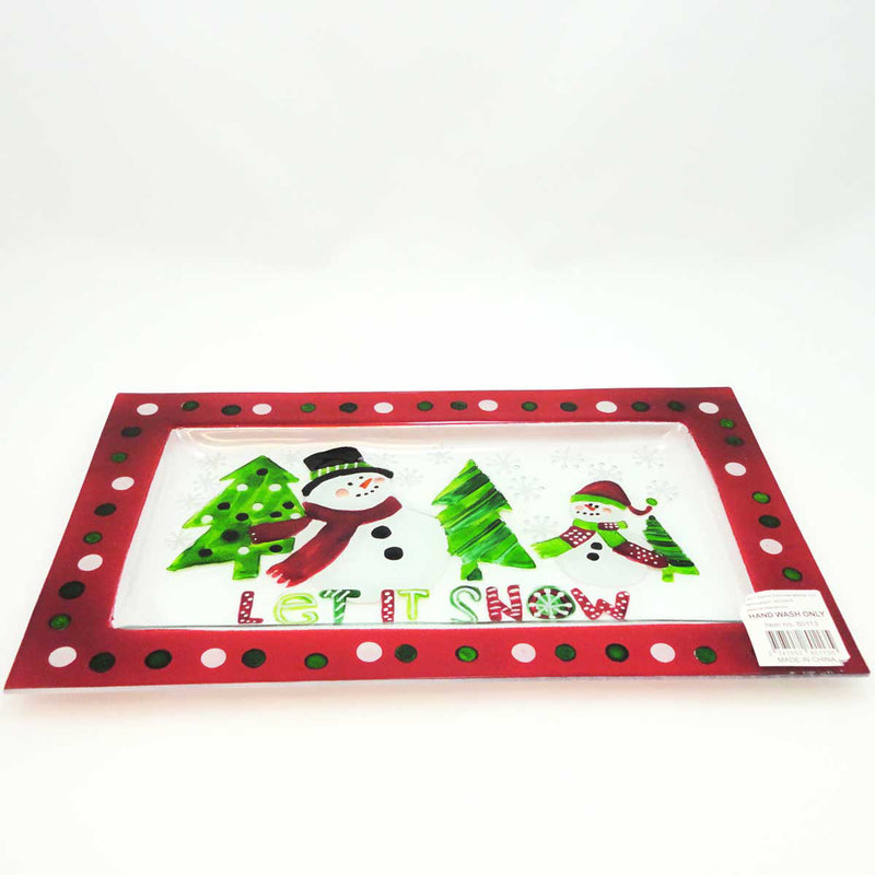 0.50 Inch Let It Snow Red Platter Christmas Snowman 80113 (16841)