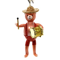 (17260) De Carlini Italian Ornaments Bear Band With Drum, 6.50 Inch, Ornament Music A57064