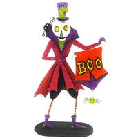 (17369) Halloween Booville Skeleton, 13.75 Inch, Spiders Boo Sign 68421