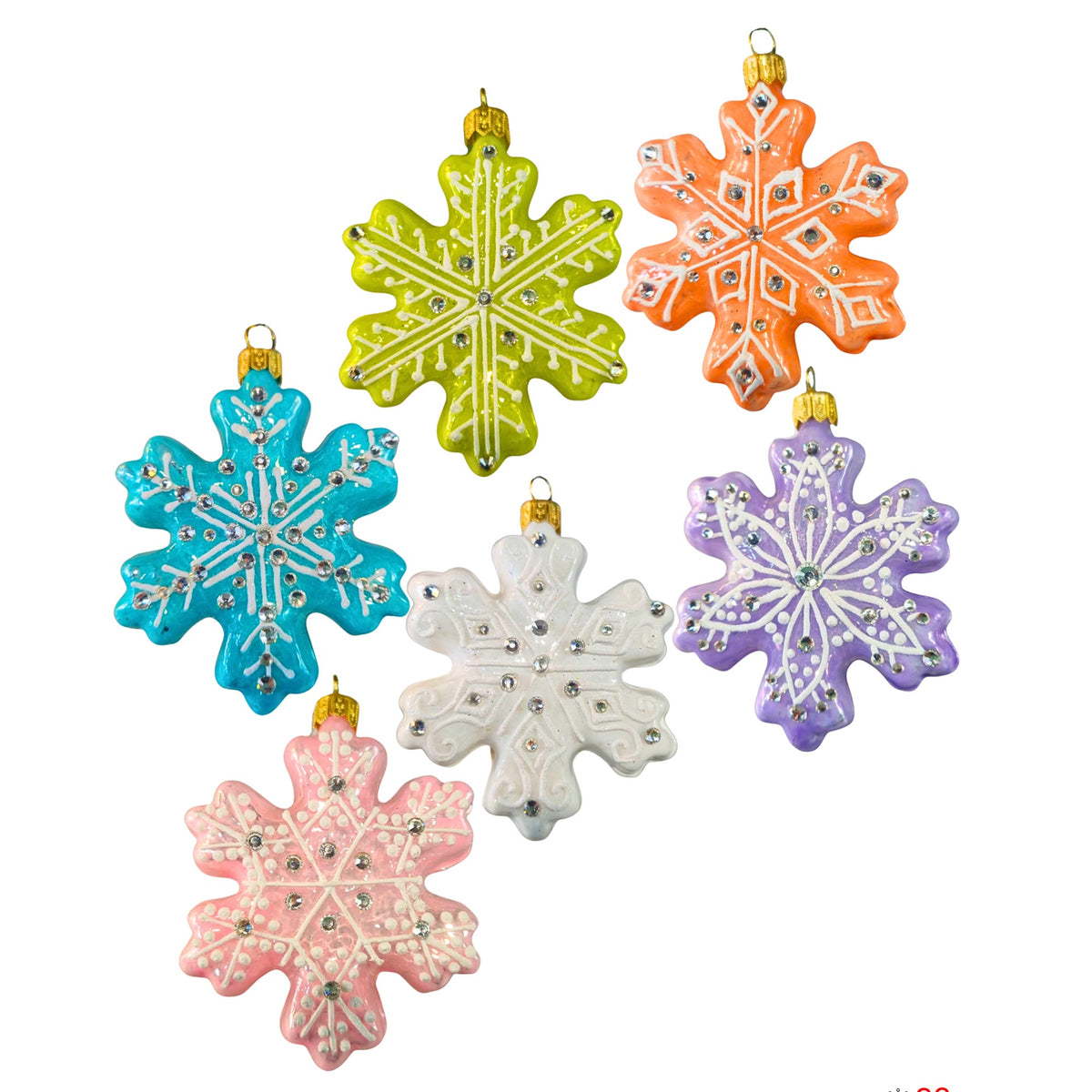 (63871) Pre-Order The Ornament King Sugarfrost 6Pc Set, 4.00 Inch, Gingerbread Cookies Snowflakes Set 42039 Set