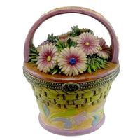 (18071) Jim Shore September Aster Covered Box, 3.50 Inch, Flower Basket 4027819