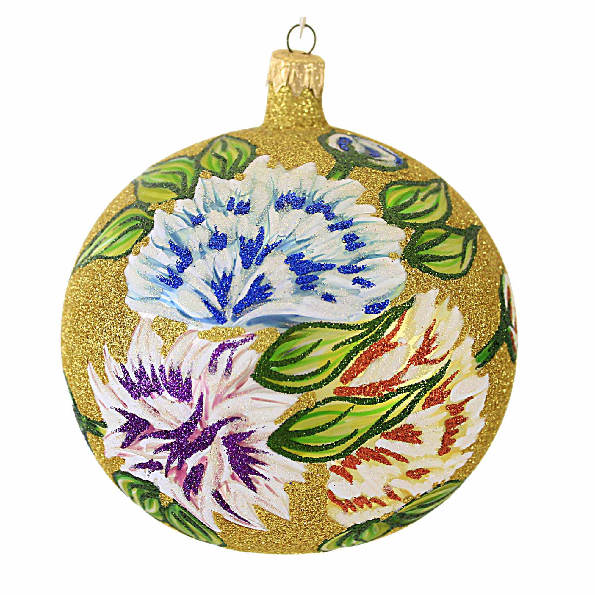 Larry Fraga Springtime Gold Blown Glass Ornament Ball Flower Floral ...