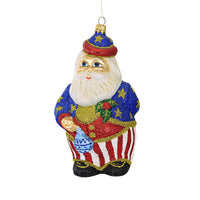 (18919) Larry Fraga Designs Salute To America, 6.50 Inch, Ornament Santa Patriotic 256