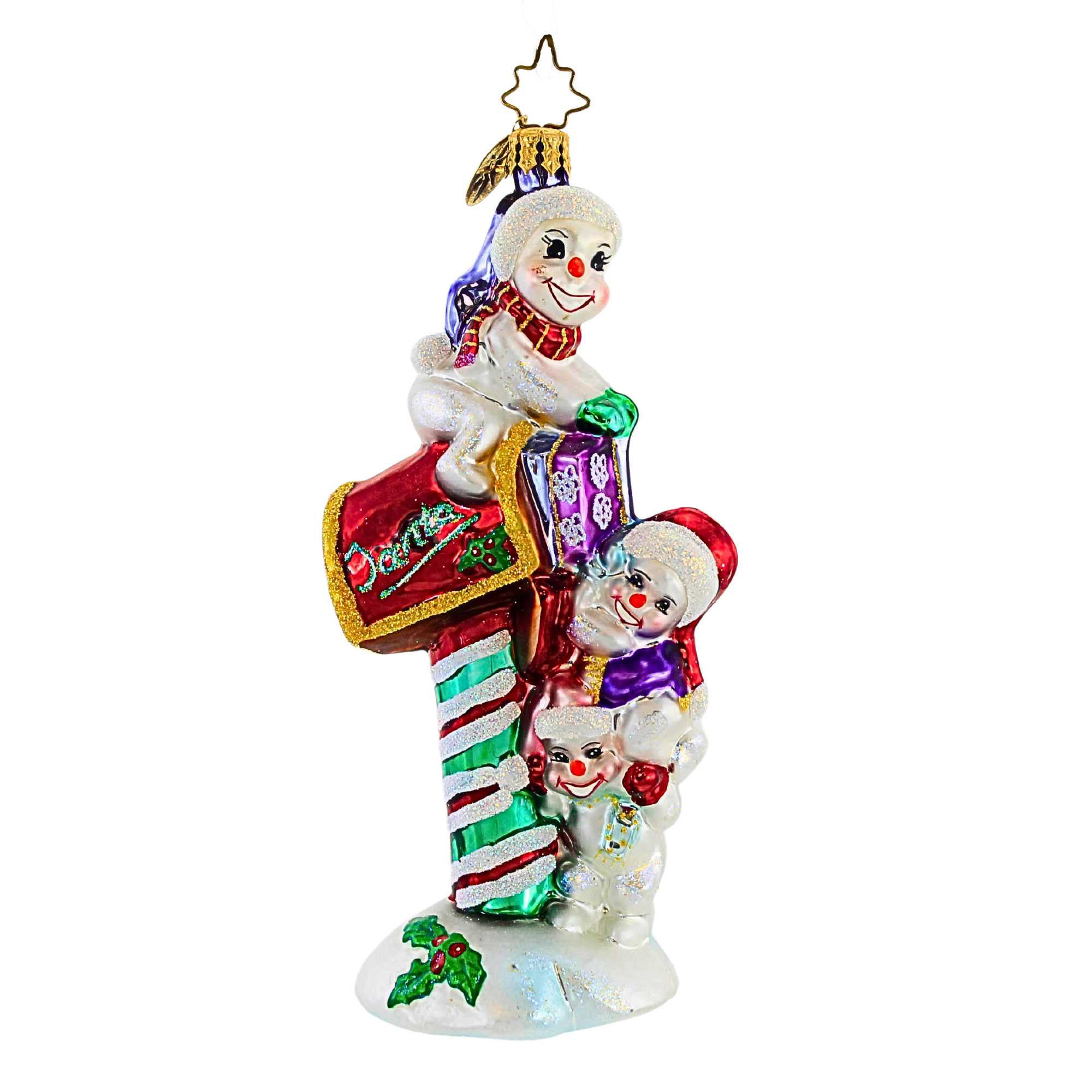 Christopher Radko good SNOW OF SUPPORT Blown Glass Ornament Snowman Mailbox