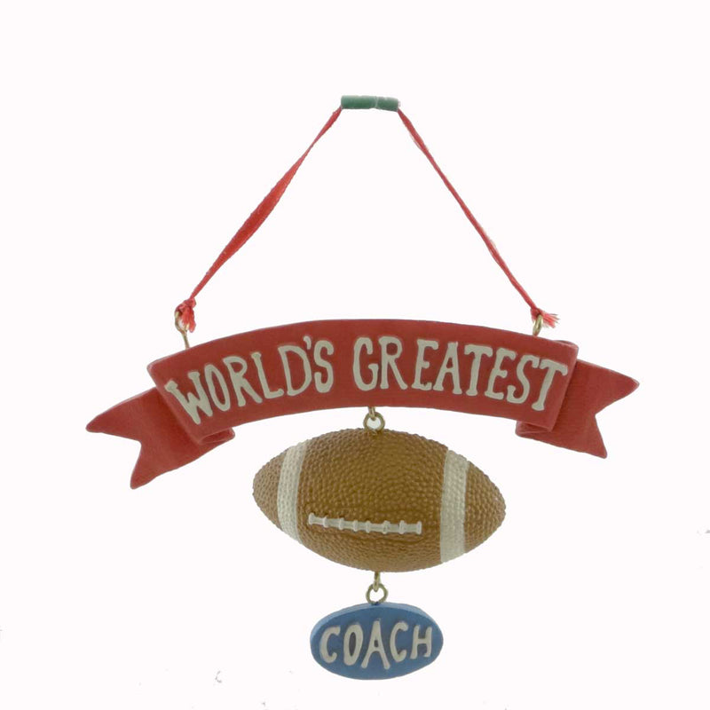 Holiday Ornament Worlds Greatest Coach Resin Football Sports Christmas 409763 (20827)
