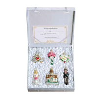 (20848) Old World Christmas Wedding Collection, 4.25 Inch, Ornament Set/6 Bride Groom Glass 14011