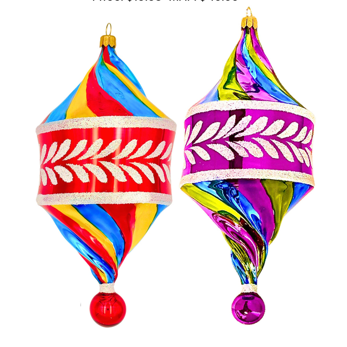 (63885) Pre-Order The Ornament King Circus Swirl 2 Pc Set, 7.00 Inch, Retro Drop Twist Ornament Set 46009 Set