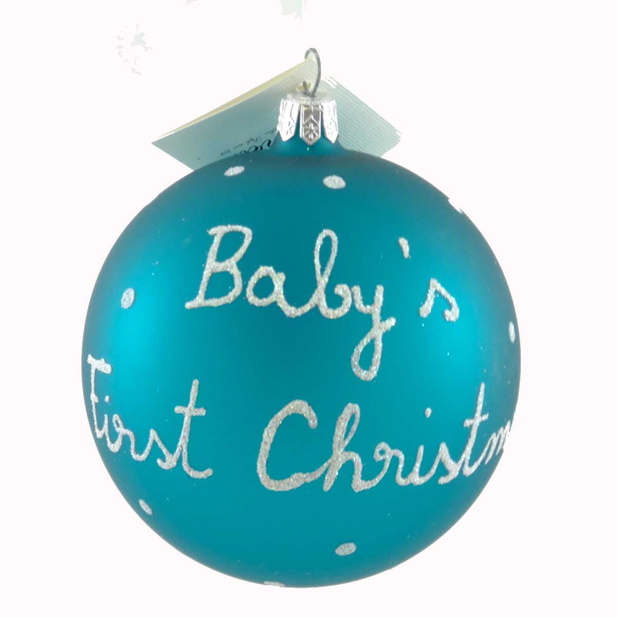 Laved Italian Ornaments Blue Duck With Candycane Ball - - SBKGifts.com