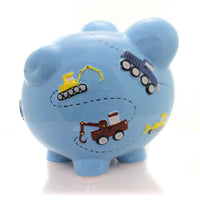 (21694) Child To Cherish Construction Pig Piggy Bank, 7.75 Inch, Dump Truck Tow 3617