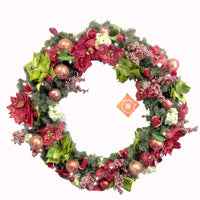 (2185) Christopher Radko Poinsettia Wreath, 34.00 Inch, Home For The Holidays Christmas 2010567