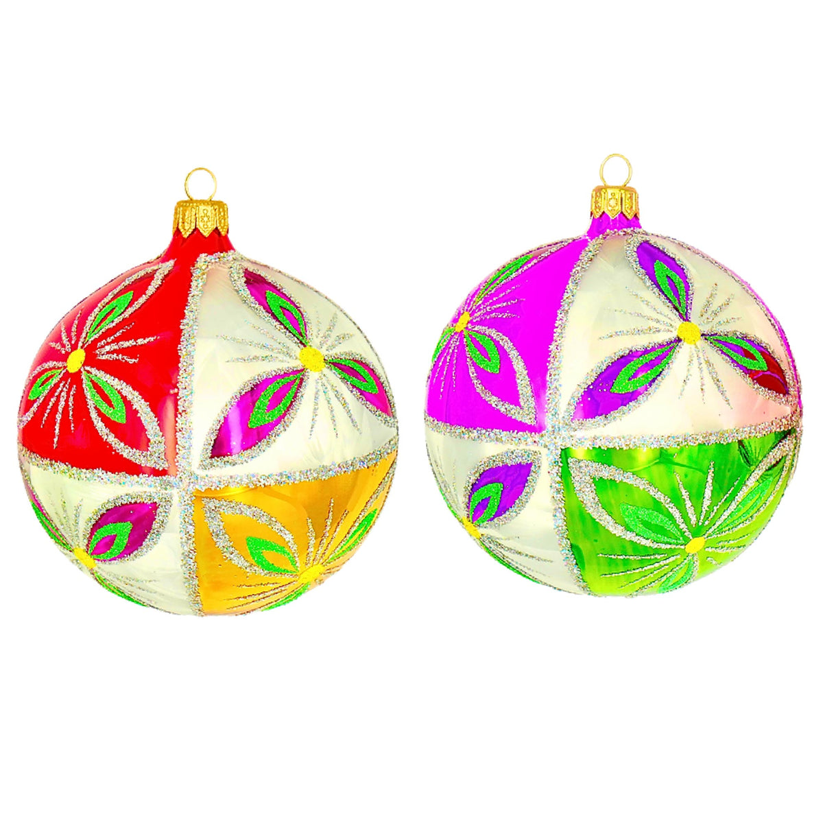 (63887) Pre-Order The Ornament King Montrose 2Pc Set, 4.00 Inch, Retro Ball Ornament Set 45009 Set