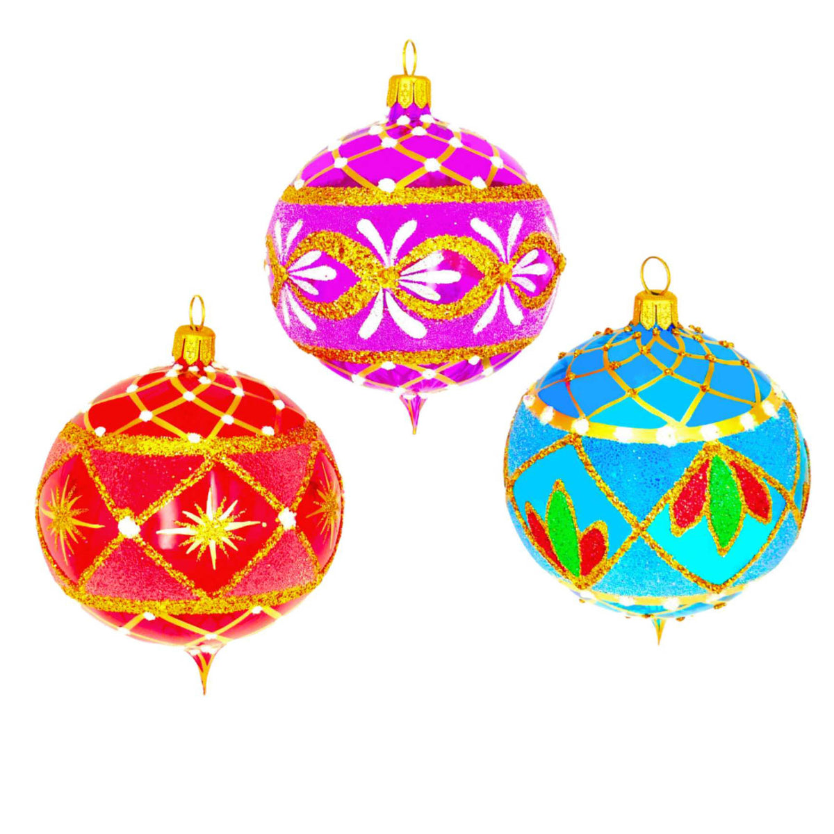 (63891) Pre-Order The Ornament King Rich Delight 3Pc Set, 3.00 Inch, Transluscent See Through Ball Ornament Set 45013 Set