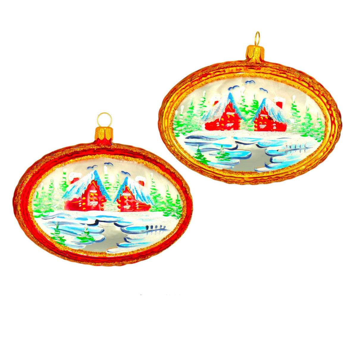 (63893) Pre-Order The Ornament King Winter Valley 2Pc Set, 4.00 Inch, Transluscent See Through Drop Ornament 46002 Set