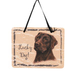 3.50 Inch Chocolate Labrador Retriever Plaque Lucky Dog Ornament Gp31c (23959)