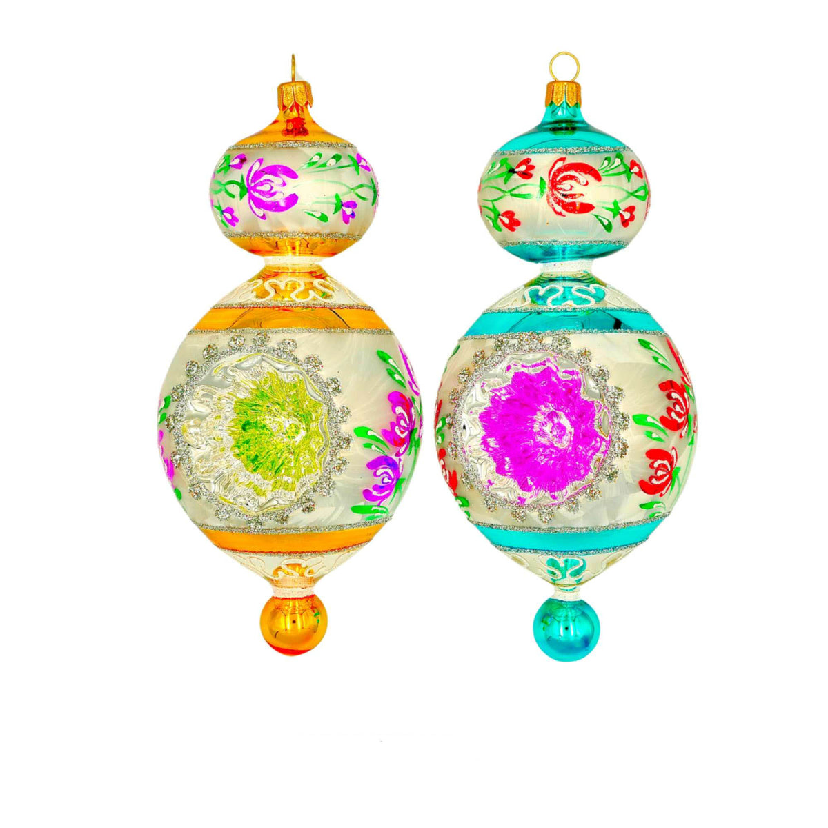 (63896) Pre-Order The Ornament King Chantilly Lace 2Pc Set, 6.50 Inch, Drop Reflector Multi Ball Ornament Set 46008 Set