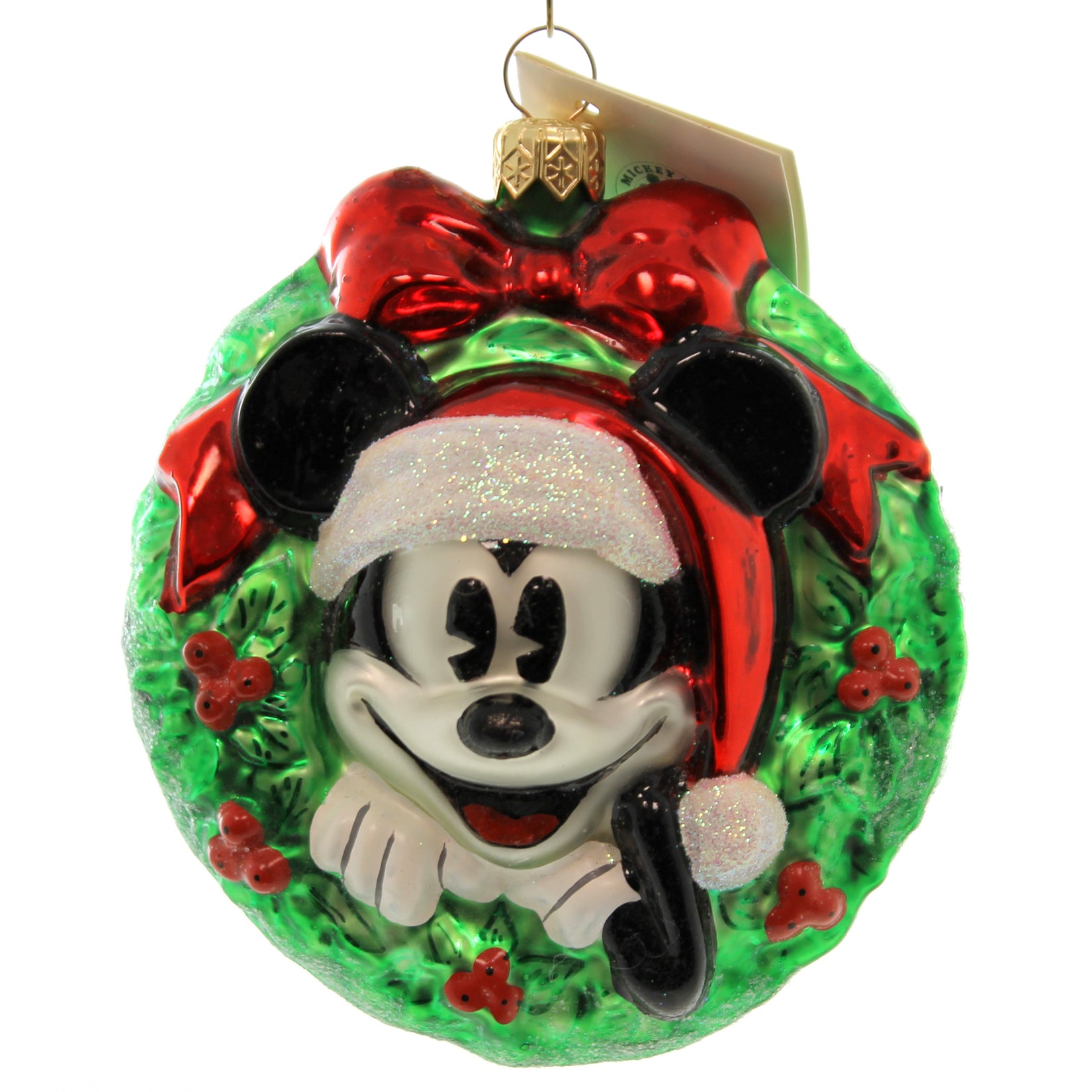 Christopher Radko Mickey Mouse Wreath Glass Ornament Dated 1998 Disney ...