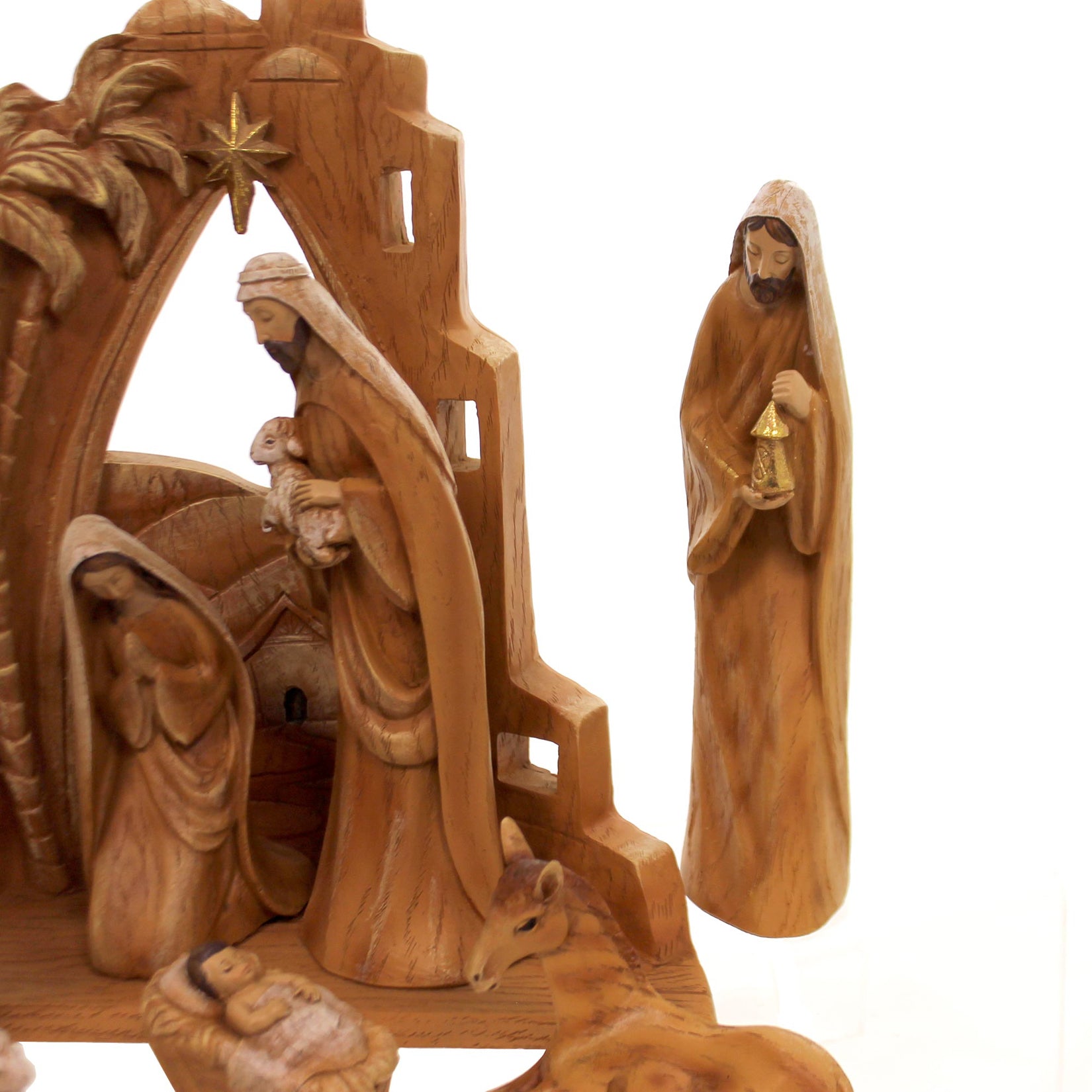 Religious Carved Nativity St/10 Polyresin Wood Grain Look Jesus 31378 ...