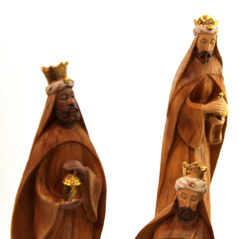 Religious Carved Nativity St/10 Polyresin Wood Grain Look Jesus 31378 (25905)