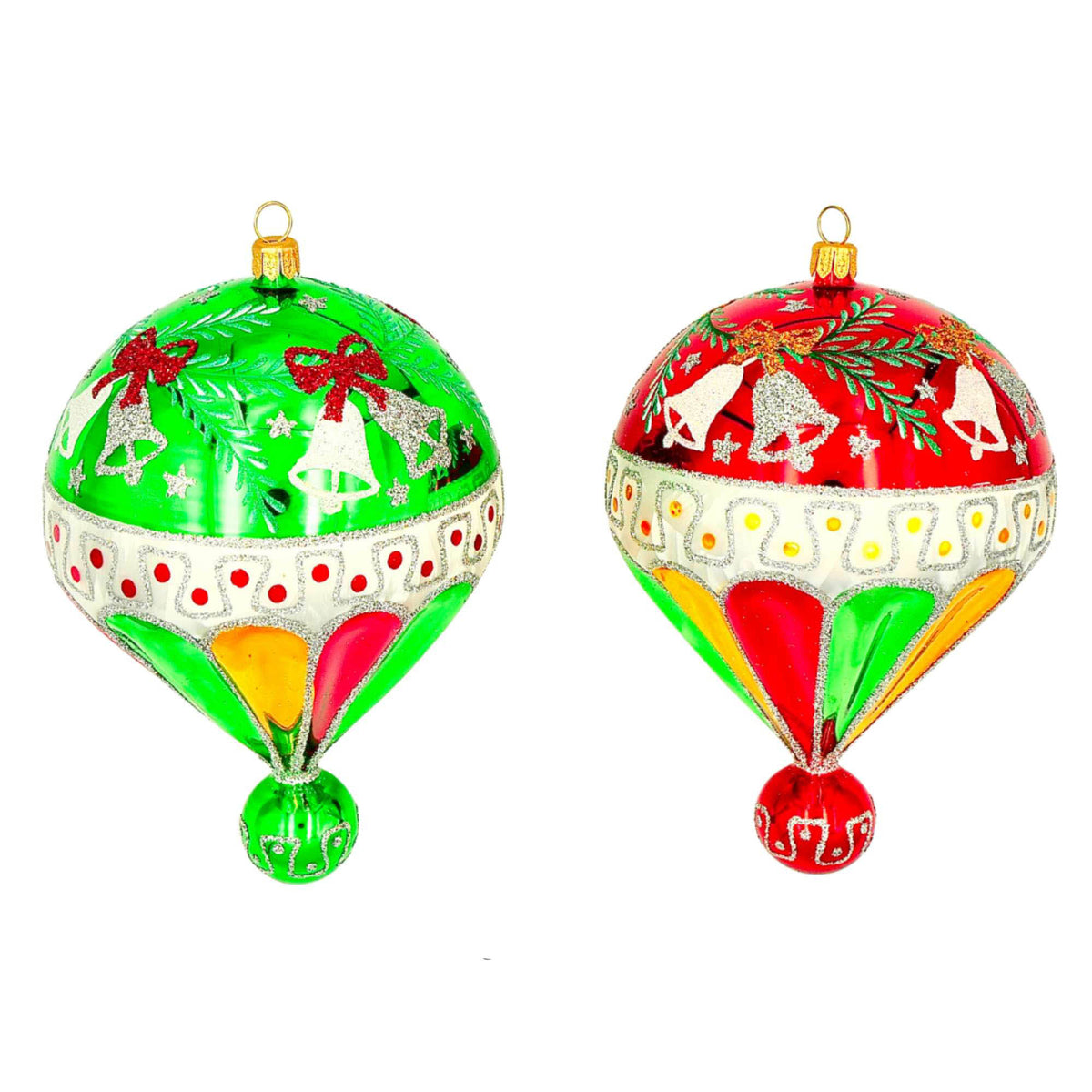 (63908) Pre-Order The Ornament King Spin Tops 2 Pc Set, 6.00 Inch, Ballon Ball Drop Ornament Set 46020 Set