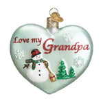 Old World Christmas Grandpa Heart - One Ornament 3.25 Inch, Glass - Ornament Love Snowmen 30044 (27054)