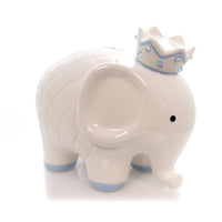 (27540) Child To Cherish White/Blue Coco Elephant Bank, 7.75 Inch, Baby Hand Painted 3781Bl