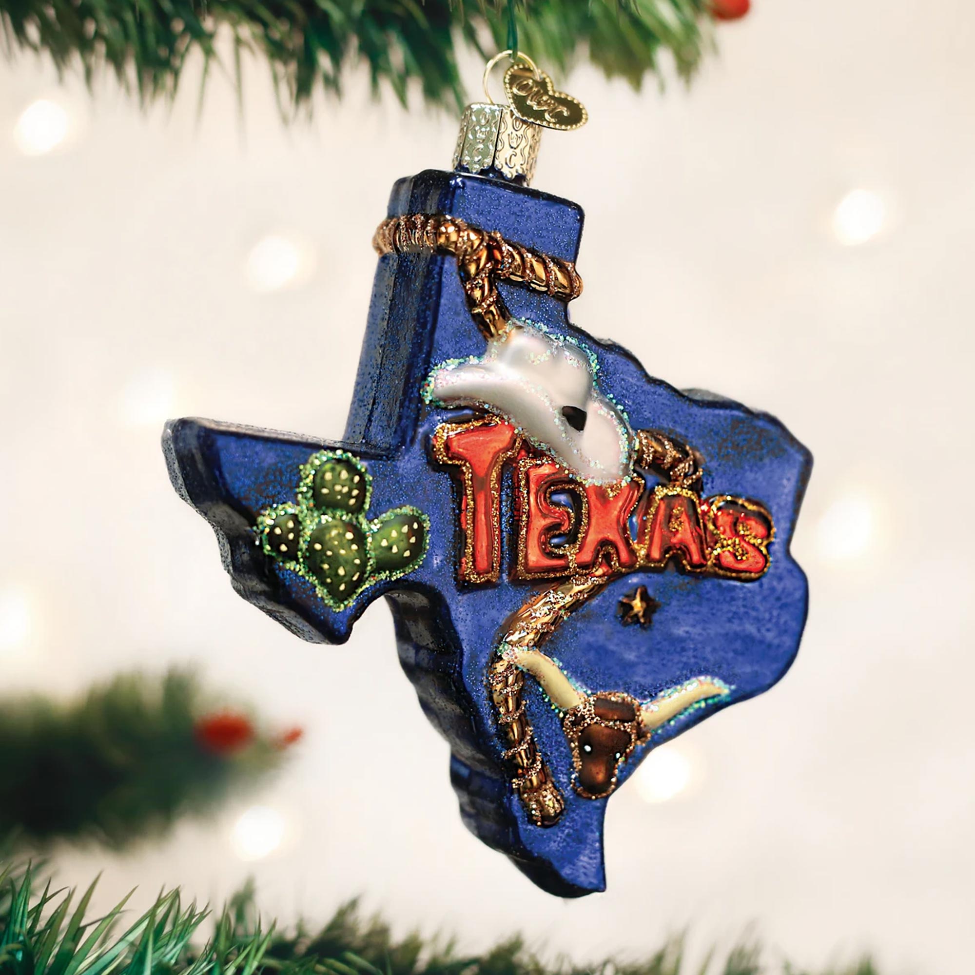 WOW! TEXAS BOOT GLASS TREE ORNAMENT * LARGE * CHRISTMAS * NEW *