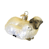 (28375) Old World Christmas Sheep With Lamb, 2.25 Inch, Ornament Gentleness Purity 12414