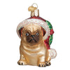 (29838) Old World Christmas Holly Hat Pug, 3.50 Inch, Faithful Companion Dog 12430