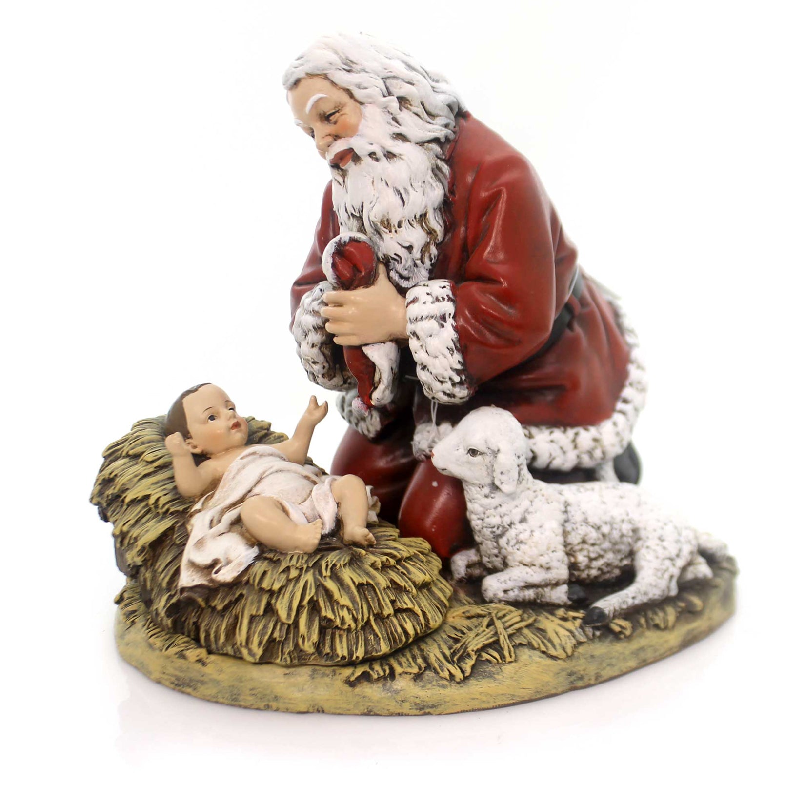 Vintage 80s Kneeling Santa Baby online Jesus Manger Christmas Reason For The Season