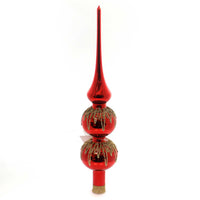 (30788) Golden Bell Collection Red Finial W/ Gold Icicles, 12.00 Inch, Tree Topper Czech Tt713